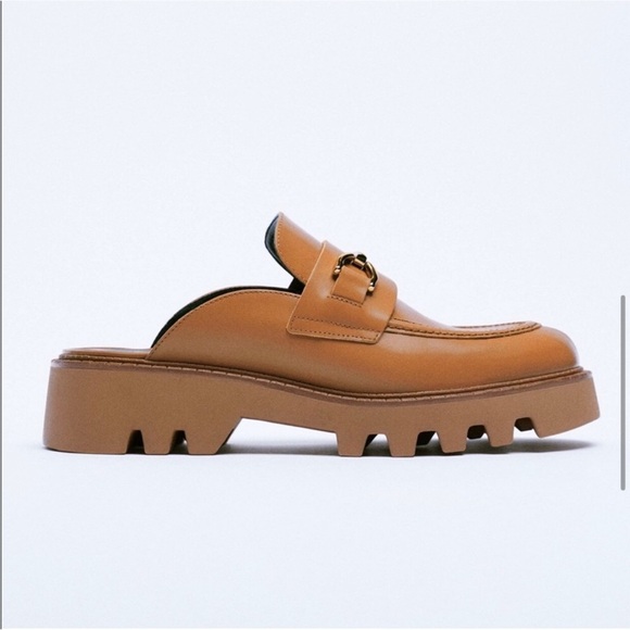 Zara Brown Platform Mule Loafers - Picture 6 of 8